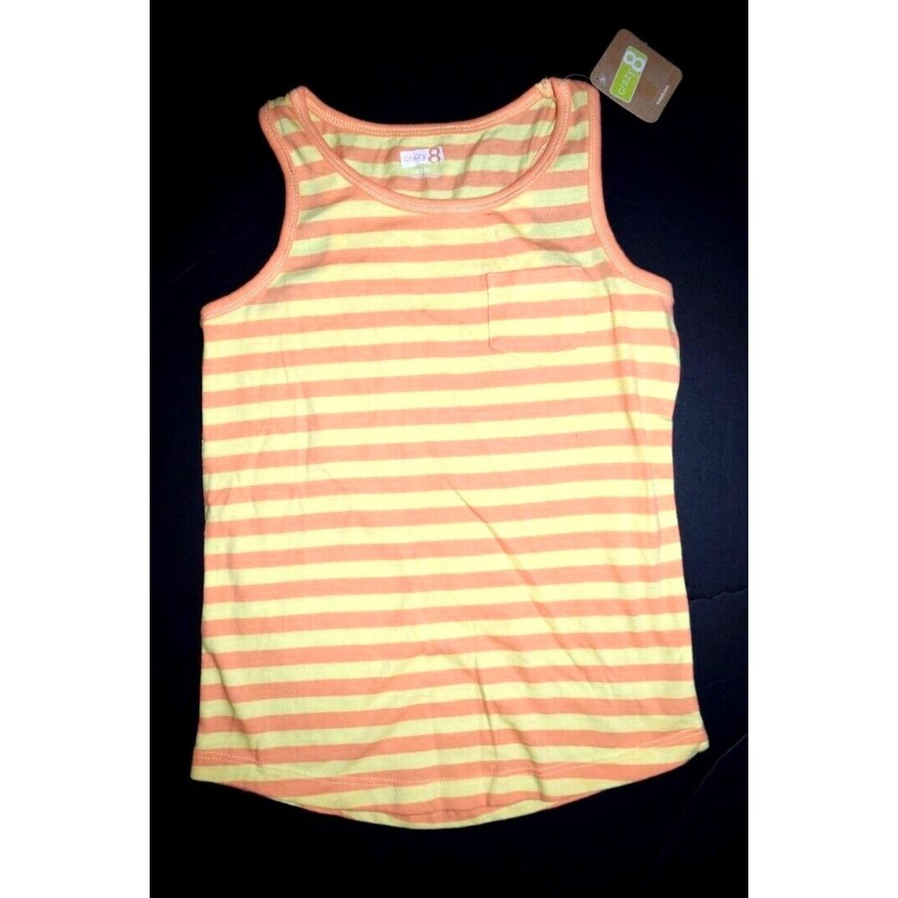 NWT CRAZY 8 GIRLS SAFARI PRINTS YELLOW ORANGE STRIPED TANK TOP SIZE XS 4